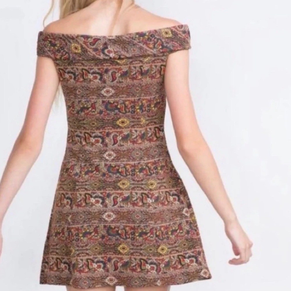 Zara Aztec print dress off shoulder